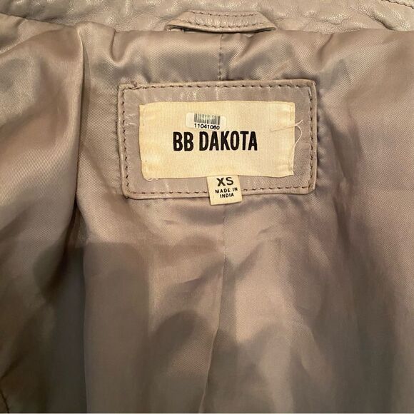 BB Dakota Grey Leather Moto Jacket Size XS - Picture 12 of 13